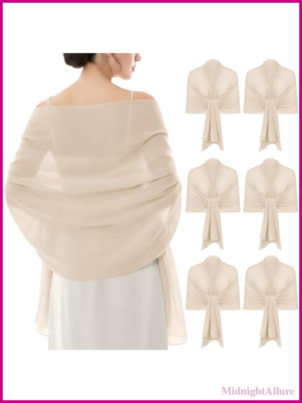 6 Pack Soft Chiffon Shawls Wraps for Evening Dresses Weddings